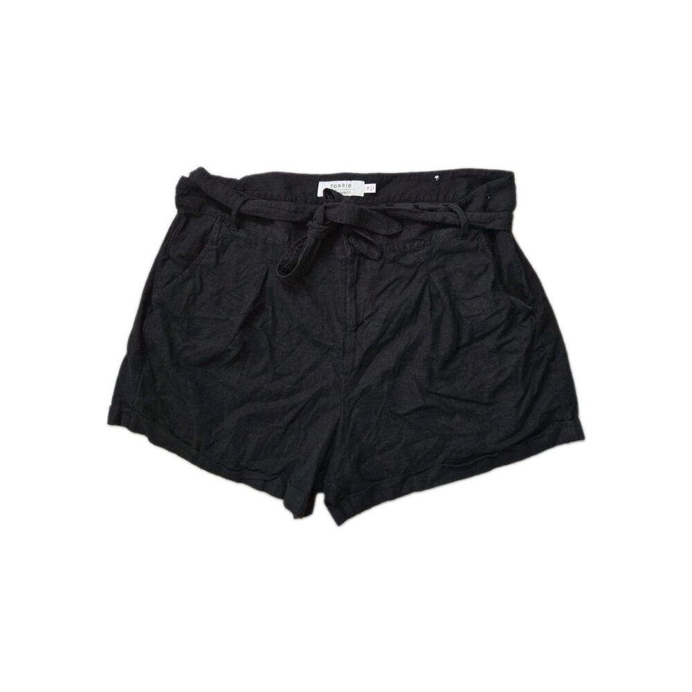 Torrid Black Linen Blend Paperbag Tie Waist Shorts High Rise Plus Size 18 GUC